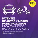 Última semana para realizar el pago anual de las patentes de vehículos municipalizados con descuento 